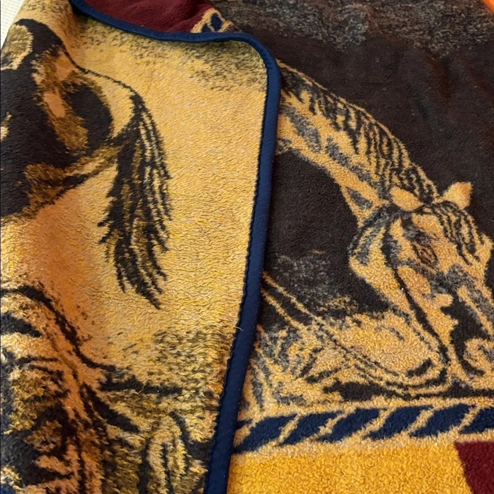 Cowboy Western Marlboro Man Cow & Horse Vintage 70s Wall Hanging Blanket Throw